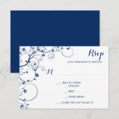 RSVP-Karten für Hochzeiten von Navy Vines RSVP Karte (Vorne/Hinten)