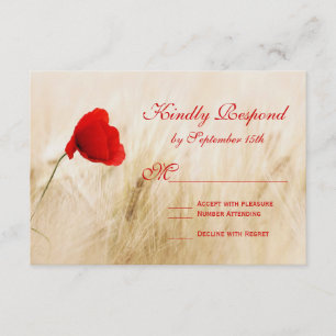 RSVP-Karten für Hochzeiten von Rotmohn-Blume RSVP Karte