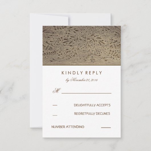 RSVP-Karten für Hochzeiten von Rustikalem Holz RSVP Karte (Vorderseite)
