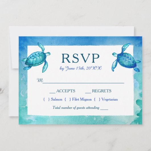 RSVP-Karten für Hochzeiten von Schildkröten auf bl Einladung (Vorderseite)