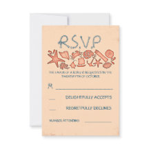 RSVP-Karten für Hochzeiten von Seekorallen