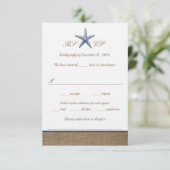 RSVP-Karten für Hochzeiten von Starfish Burlap Bea RSVP Karte (Stehend Vorderseite)