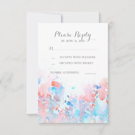 RSVP-Karten für Hochzeiten von Wasserfarben RSVP Karte (Vorderseite)