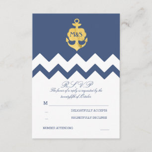 RSVP-Karten für Hochzeiten von Zickzack Goldfolien RSVP Karte