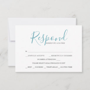 RSVP-Karten für Hochzeiten Vorlage Türkis Blau