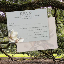 RSVP-Karten für Hochzeitspaare in SüdMagnolien Blu Einladung