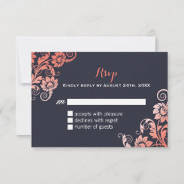 RSVP-Karten für Korallen und blaues Shabby Chic RSVP Karte