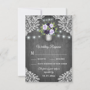 RSVP-Karten für lila Silbergraue Blumenzange RSVP Karte