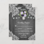 RSVP-Karten für lila Silbergraue Blumenzange RSVP Karte (Vorne/Hinten)