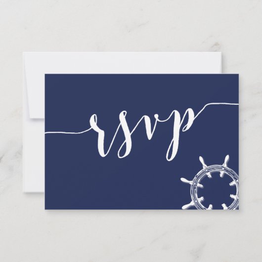 RSVP-Karten für Nautische Hochzeit mit Rad RSVP Karte (Rückseite)