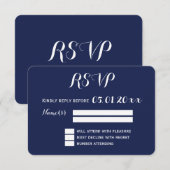 RSVP-Karten für Navy Blue Nautical Wedding RSVP Karte (Vorne/Hinten)