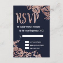 RSVP-Karten für Navy Blue und Rose