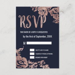 RSVP-Karten für Navy Blue und Rose RSVP Karte