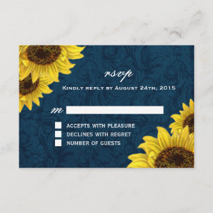 RSVP-Karten für Navy Blue und Sunflower RSVP Karte