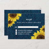 RSVP-Karten für Navy Blue und Sunflower RSVP Karte (Vorne/Hinten)