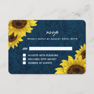 RSVP-Karten für Navy Blue und Sunflower RSVP Karte