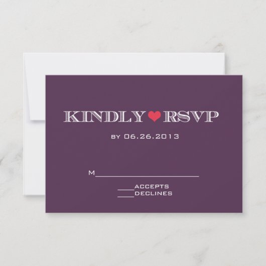 RSVP-Karten für niedliches Herz Lila RSVP Karte (Vorderseite)