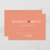 RSVP-Karten für niedliches Herz Peach Red Wedding RSVP Karte (Vorne/Hinten)