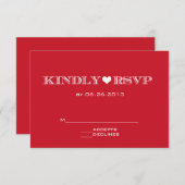 RSVP-Karten für niedliches Herz - Rote Hochzeit RSVP Karte (Vorne/Hinten)