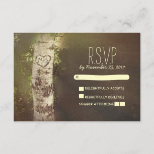 RSVP-Karten für rustikale Hochzeiten auf Birkenbau RSVP Karte