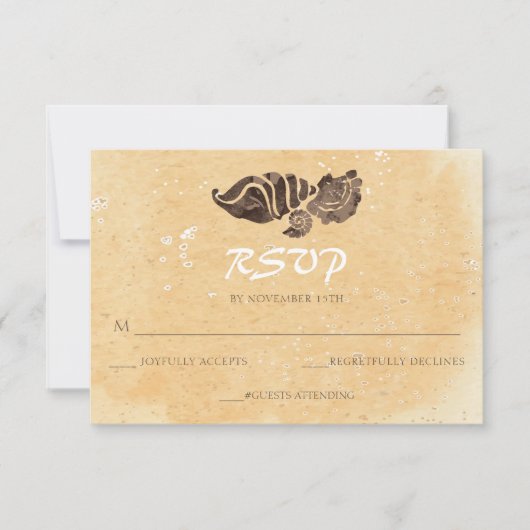 RSVP-Karten für Sand und Seashells/Beach Wedding RSVP Karte (Vorderseite)