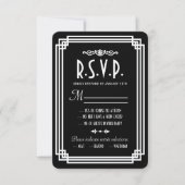 RSVP-Karten für Schwarz/Weiß-Art-Deco RSVP Karte (Vorderseite)