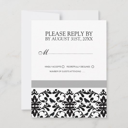 RSVP-Karten für Schwarz-Weiß-Hochzeiten RSVP Karte (Vorderseite)