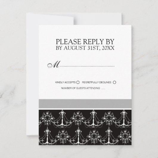 RSVP-Karten für Schwarz-Weiß-Hochzeiten RSVP Karte (Vorderseite)