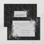 RSVP-Karten für Schwarz, Weiß und Silver - Vorlage (Vorne/Hinten)