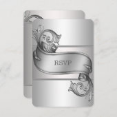 RSVP-Karten für Silver Scroll RSVP Karte (Vorne/Hinten)