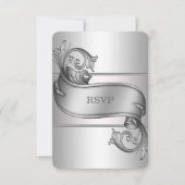 RSVP-Karten für Silver Scroll RSVP Karte (Vorderseite)