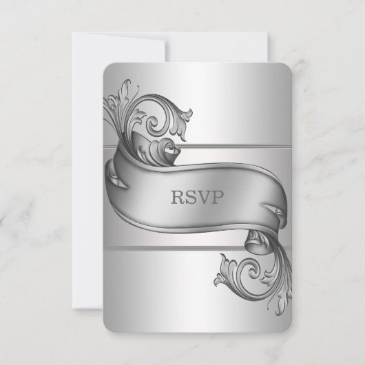 RSVP-Karten für Silver Scroll RSVP Karte (Vorderseite)