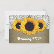 RSVP-Karten für Sonnenblumen-Burlap- und Spitzen-H