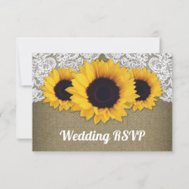 RSVP-Karten für Sonnenblumen-Burlap- und Spitzen-H RSVP Karte