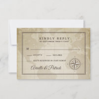 RSVP-Karten für Vintage Globe-Nautical-Compass-Hoc