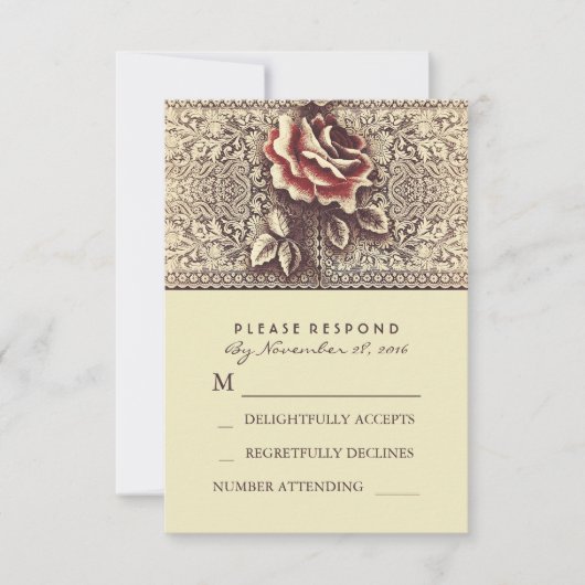 RSVP-Karten für Vintage Hochzeiten RSVP Karte (Vorderseite)