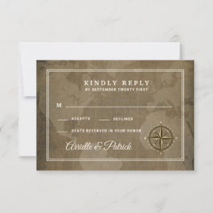 RSVP-Karten für Vintage Hochzeitssendungen im Naut RSVP Karte