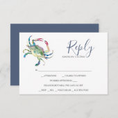 RSVP-Karten für Wasserfarbenkrabben RSVP Karte (Vorne/Hinten)