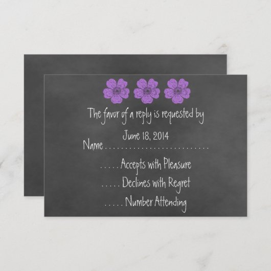 RSVP-Karten für wild lebende Lila Rose RSVP Karte (Vorne/Hinten)