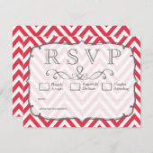 RSVP-Karten für Zickzack Hochzeiten, Mohnrot und W RSVP Karte (Vorne/Hinten)