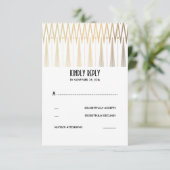 RSVP-Karten in Gold, Weiß und Schwarz RSVP Karte (Stehend Vorderseite)