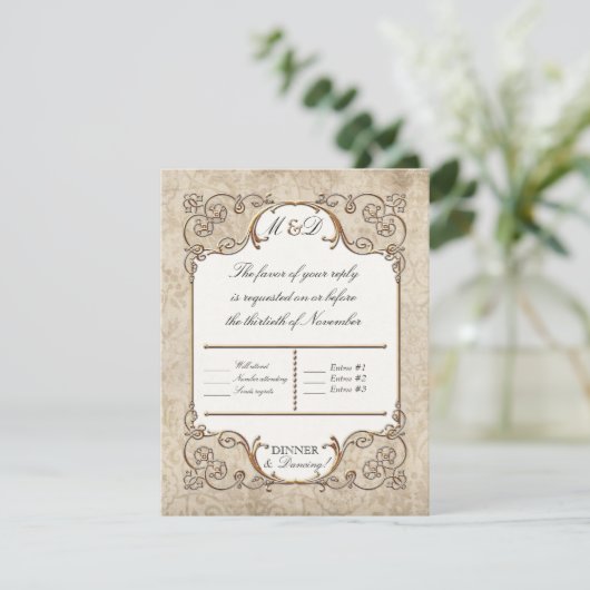 RSVP Karten Jugendstil Roaring 20er Deko Style (Stehend Vorderseite)