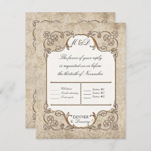 RSVP Karten Jugendstil Roaring 20er Deko Style (Vorne/Hinten)