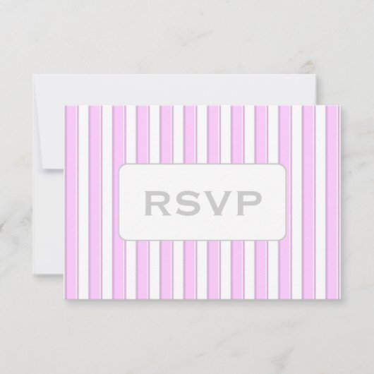 RSVP-Karten mit benutzerdefiniertem rosa Streifen Einladung (Vorderseite)