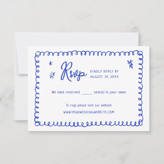 RSVP-Karten mit handgezeichnetem Ribbon-Französisc RSVP Karte (Vorderseite)