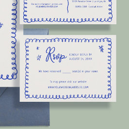 RSVP-Karten mit handgezeichnetem Ribbon-Französisc RSVP Karte