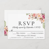 RSVP-Karten mit Mahl-Option für Rosa Blumenzwiebel RSVP Karte (Vorne/Hinten)