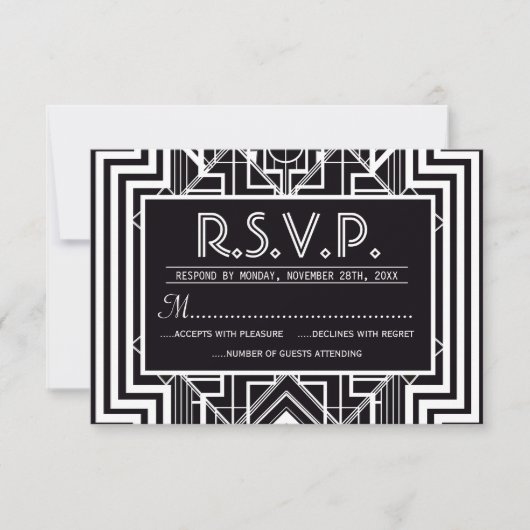 RSVP-Karten mit schwarzer Geometrie RSVP Karte (Vorderseite)