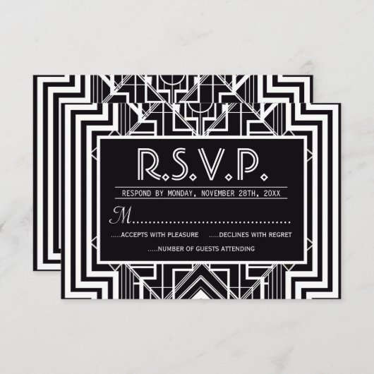 RSVP-Karten mit schwarzer Geometrie RSVP Karte (Vorne/Hinten)