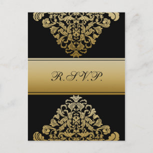 RSVP-Karten mit schwarzer Gold-Eleganz Einladungspostkarte